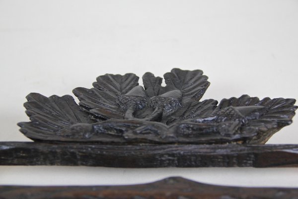 Black Forest Hand-Carved Mirror with Oak Leaves, Austria, 1880s-TQA-1322236