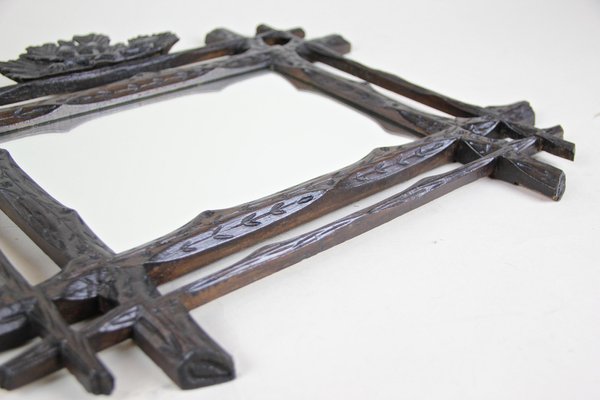 Black Forest Hand-Carved Mirror with Oak Leaves, Austria, 1880s-TQA-1322236