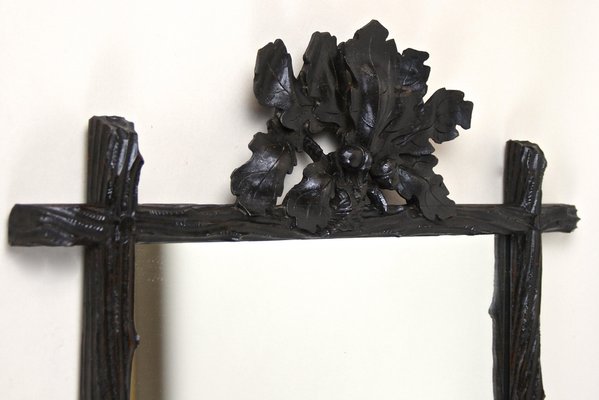 Black Forest Mirror with Oak Leaf Carvings, Austria, 1870s-TQA-1321961