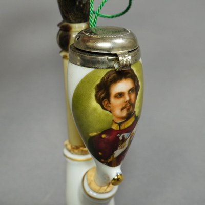 Black Forest Porcelain Tobacco Pipe with King Ludwig II Decor, 1950s-KJP-1722839