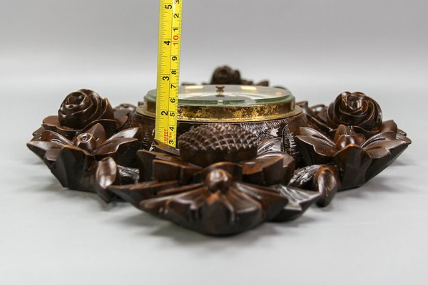 Black Forest Style Carved Walnut Barometer, Germany, 1920s-KEG-1721358