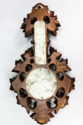 Black Forest Style Carved Walnut Barometer, Germany, 1920s-KEG-1721358