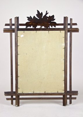 Black Forest Wall Mirror with Center Top Carving, Austria, 1890s-TQA-1322357