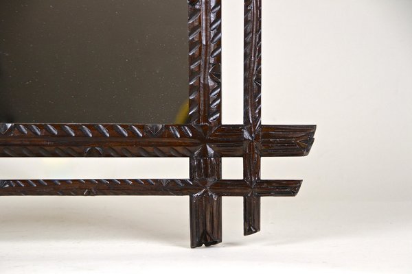 Black Forest Wall Mirror with Center Top Carving, Austria, 1890s-TQA-1322357