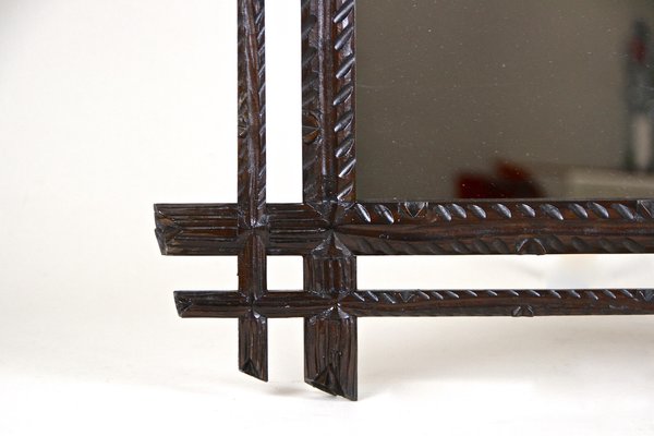 Black Forest Wall Mirror with Center Top Carving, Austria, 1890s-TQA-1322357