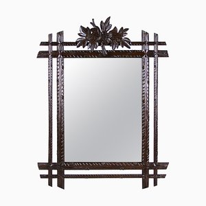 Black Forest Wall Mirror with Center Top Carving, Austria, 1890s-TQA-1322357