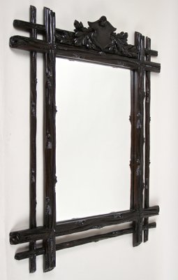 Black Forest Wall Mirror with Coat of Arms Carving, Austria, 1870s-TQA-1321962