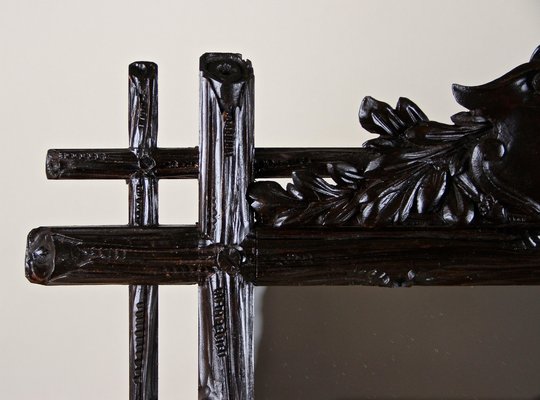 Black Forest Wall Mirror with Coat of Arms Carving, Austria, 1870s-TQA-1321962