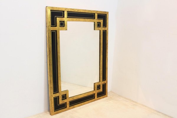 Black Glass & Giltwood Mirror from Deknudt, Belgium-MO-1158536