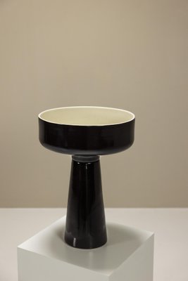 Black Glazed Ceramic Planter by Angelo Mangiarotti for Fratelli Brambilla, Italy, 1970s-UQV-1750071