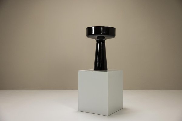 Black Glazed Ceramic Planter by Angelo Mangiarotti for Fratelli Brambilla, Italy, 1970s-UQV-1750071