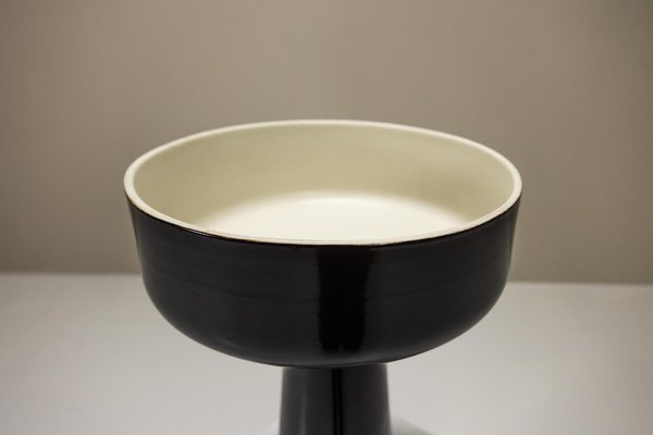 Black Glazed Ceramic Planter by Angelo Mangiarotti for Fratelli Brambilla, Italy, 1970s-UQV-1750071