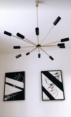 Black & Gold Sputnik Chandelier, 1960s-NUO-1289857