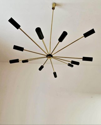 Black & Gold Sputnik Chandelier, 1960s-NUO-1289857