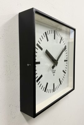 Black Industrial Square Wall Clock from Pragotron, 1970s-CGF-1703160