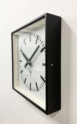 Black Industrial Square Wall Clock from Pragotron, 1970s-CGF-1703160