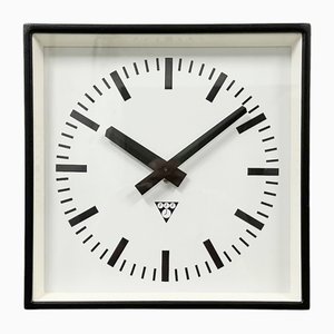 Black Industrial Square Wall Clock from Pragotron, 1970s-CGF-1703160