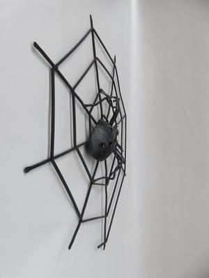 Black Iron Wall Decoration Spider, 1950s-EY-1107502