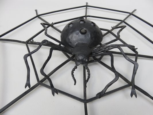 Black Iron Wall Decoration Spider, 1950s-EY-1107502