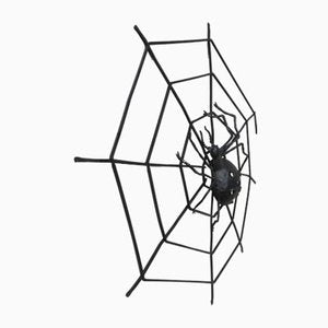 Black Iron Wall Decoration Spider, 1950s-EY-1107502