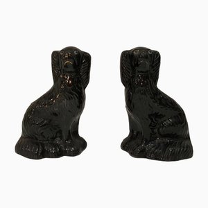 Black King-Charles Staffordshire Dog Figurines, 1880s, Set of 2-BA-658414