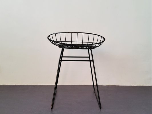 Black KM05 Wire Stool by Cees Braakman & Adriaan Dekker for Pastoe, 1960s-NV-1065240