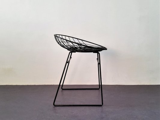 Black KM05 Wire Stool by Cees Braakman & Adriaan Dekker for Pastoe, 1960s-NV-1065240