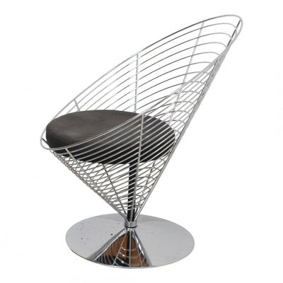 Black Kvadrat Fabric Wire Cone Chair by Verner Panton for Fritz Hansen-MTD-1400634