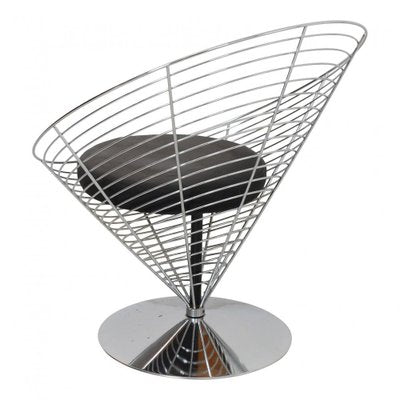 Black Kvadrat Fabric Wire Cone Chair by Verner Panton for Fritz Hansen-MTD-1400634