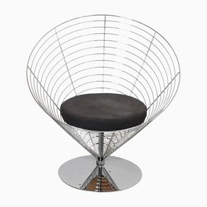 Black Kvadrat Fabric Wire Cone Chair by Verner Panton for Fritz Hansen-MTD-1400634