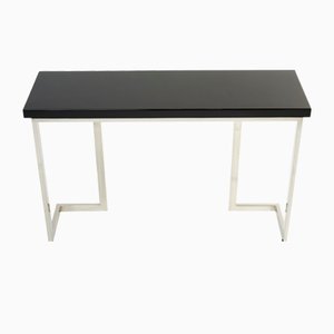 Black Lacquer Chrome Console Table by Guy Lefevre for Maison Jansen, 1970s-YJA-1383513