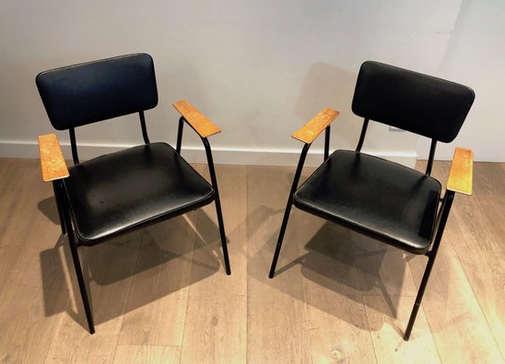 Black Lacquered Armchairs from Willy Van De Meeren, 1950s, Set of 2-BA-1365367