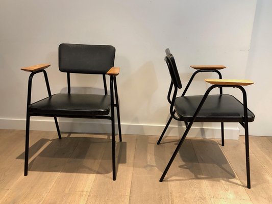 Black Lacquered Armchairs from Willy Van De Meeren, 1950s, Set of 2-BA-1365367