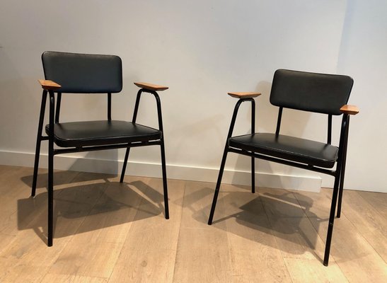 Black Lacquered Armchairs from Willy Van De Meeren, 1950s, Set of 2-BA-1365367