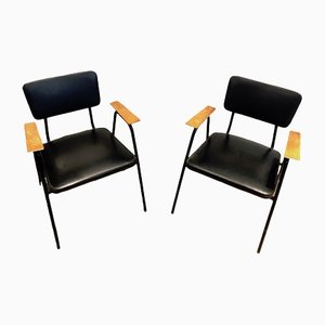 Black Lacquered Armchairs from Willy Van De Meeren, 1950s, Set of 2-BA-1365367