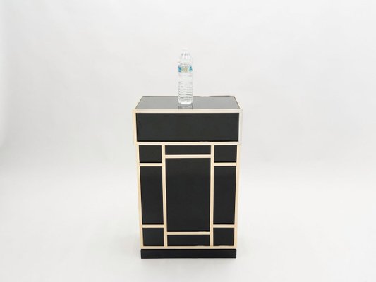 Black Lacquered Brass Bar Cabinets from Maison Jansen 1970s, Set of 2-YJA-893796