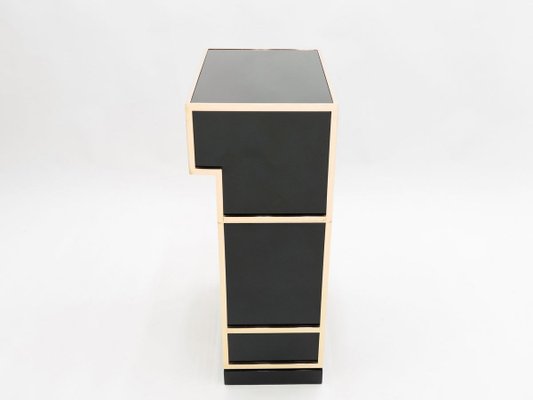 Black Lacquered Brass Bar Cabinets from Maison Jansen 1970s, Set of 2-YJA-893796