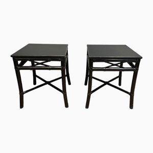 Black Lacquered Faux-Bamboo Side Tables, 1970s, Set of 2-BA-1612105