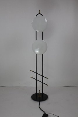 Black Lacquered Metal and Brass Floor Lamp from Maison Lunel, 1950s-BHG-1793204