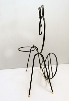 Black Lacquered Metal Bambi Magazine Rack and Plant Holder, 1960s-JG-1239394