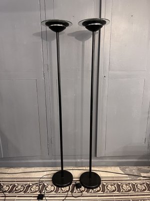 Black Lacquered Metal & Glass Lamps, 1980s, Set of 2-CQE-1259337