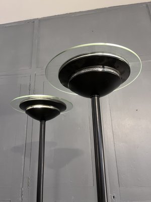 Black Lacquered Metal & Glass Lamps, 1980s, Set of 2-CQE-1259337