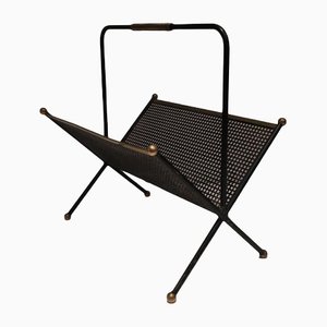 Black Lacquered Metal Magazine Rack-BA-1365874