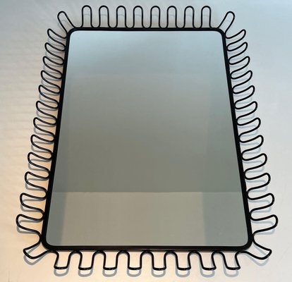 Black Lacquered Metal Mirrors in the style of Jean Royère, 1980s, Set of 2-BA-1700709