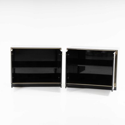 Black Lacquered Sideboards attributed to Pierre Cardin, France, 1980s, Set of 2-VEI-1824620