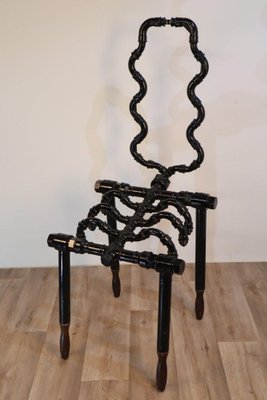 Black Lacquered Steel Squellette Chair, 1990s-IZV-1378188