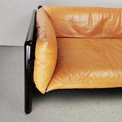 Black Lacquered Structure & Leather 2-Seater Sofa by Dino Gavina for Studio Simon, 1970s-PRS-1191431