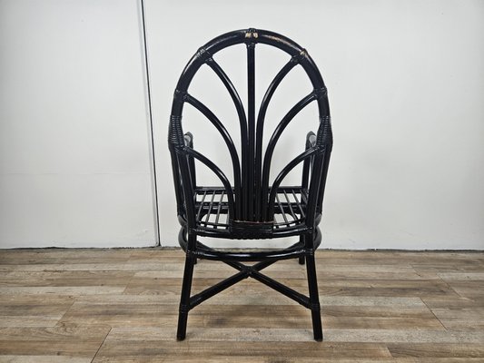 Black Lacquered Wicker Armchair, 1970s-ZUW-2034985