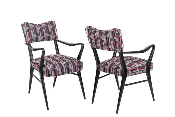 Black Lacquered Wood Armchairs by Ico Parisi, 1970s, Set of 2-CEJ-551174