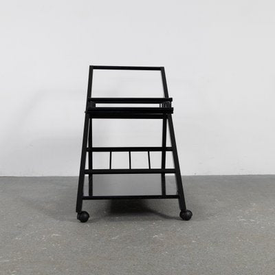 Black Laquered Ash Bar Trolley with Removable Tray, 1970s-SXX-1351301